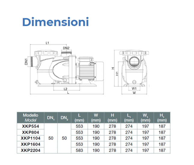 Elettropompa Per Piscina Xkp804 Da 1 Hp Monofase