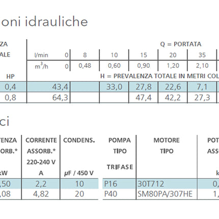 Lowara - Elettropompa Periferica 0,8 Hp - Modello: Pm40/B - Articolo: 107490540