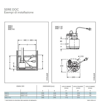 Lowara - Elettropompa Sommergibile Inox 0,33 Hp Per Acque Sporche Con Cavo 5 Mt - Modello: Doc3