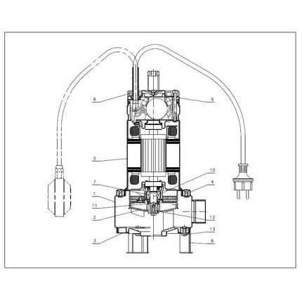 Lowara - Elettropompa Sommergibile Per Acque Sporche 0,75 Hp 220 V Con Girante Vortex - Modello: Domo 7VX