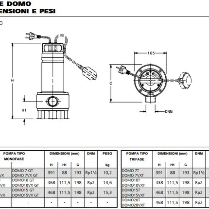 Lowara - Elettropompa Sommergibile Inox 1 Hp 380V Per Acque Sporche - Modello: Domo10T