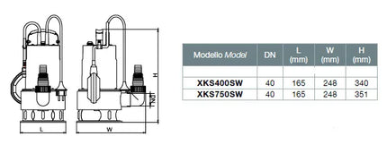 Elettropompa Sommersa In Acciaio Inox Per Acque Sporche 0,60 Hp