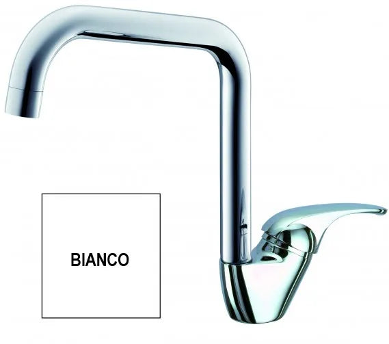 Eurorama - Miscelatore Lavello Canna Squadra - Serie: Reve - Colore: Bianco Opaco