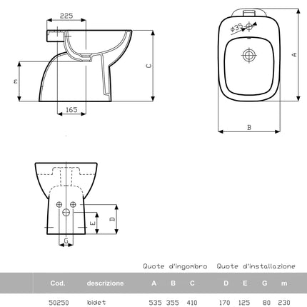 Geberit/Pozzi-Ginori - Bidet Monoforo In Ceramica Bianco - Serie: Fantasia 2