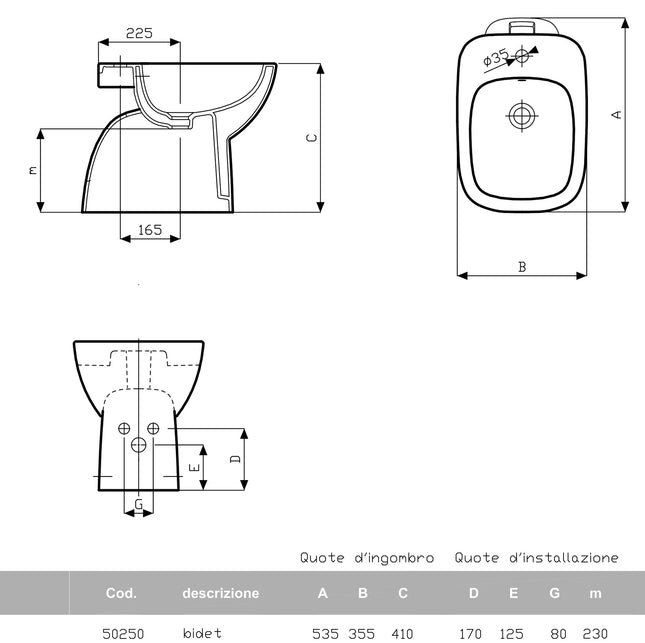 Geberit/Pozzi-Ginori - Bidet Monoforo In Ceramica Bianco - Serie: Fantasia 2