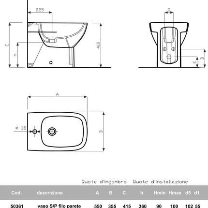 Geberit/Pozzi-Ginori - Bidet Filo Parete Porcellana Bianco - Serie: Fantasia 2