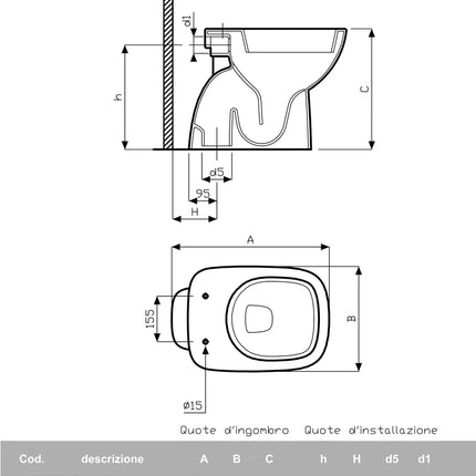 Geberit/Pozzi-Ginori - Vaso Scarico A Pavimento In Porcellana Bianco - Serie: Fantasia 2