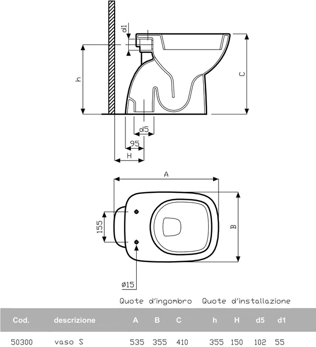 Geberit/Pozzi-Ginori - Vaso Scarico A Pavimento In Porcellana Bianco - Serie: Fantasia 2