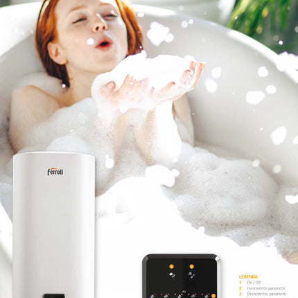Ferroli - Titano Twin Scaldabagno Elettrico Compatto A Doppio Serbatoio Da 30 Litri Con Wi-Fi - Classe B