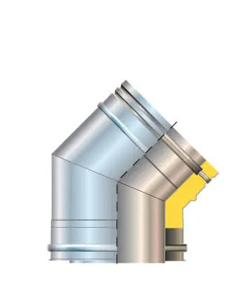 Cordivari - Curva 45° Ø150/100 Inox Aisi 316L - Doppia Parete