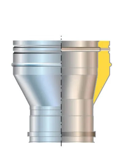 Cordivari - Raccordo Inox Ø130/80 Doppia Parete - Ø80 Femmina Mono Parete