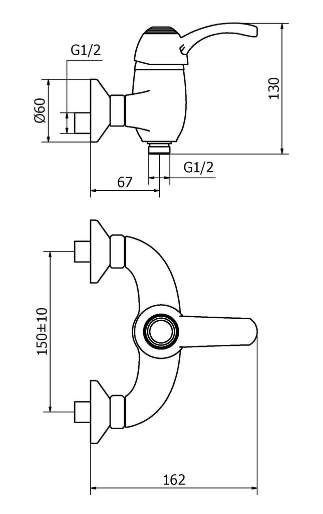 Teorema - Miscelatore Doccia Esterno Con Leva Di Porcellana - Serie: Dune - Colore: Cromato - Articolo: 9Z21011001