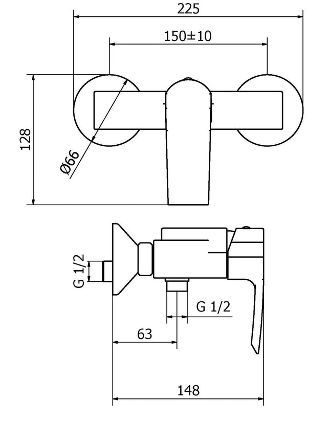 Teorema - Miscelatore Doccia Esterno Cromato - Serie: Merida