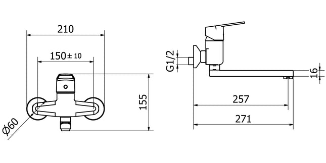 Teorema - Miscelatore Lavello A Muro Cromato - Serie: Sonic