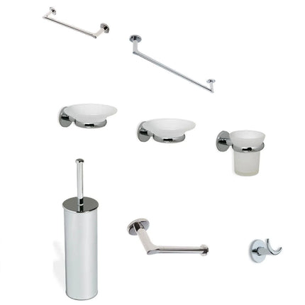 Set Accessori Bagno 8 Pezzi Cromo - Serie: Liz