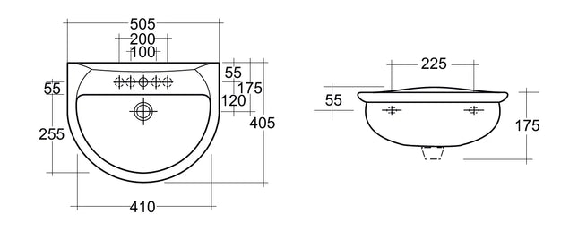 Lavabo in ceramica 50,5 x 41 cm