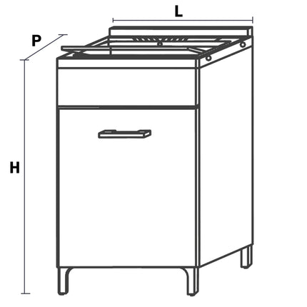 Savinidue - Lavatoio In Resina Con Mobile In Legno L.45 X P.50 - Colore: Rovere Fumo