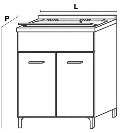 Savinidue - Lavatoio In Resina Con Mobile In Legno L.50 X P.50 - Colore: Rovere Fumo