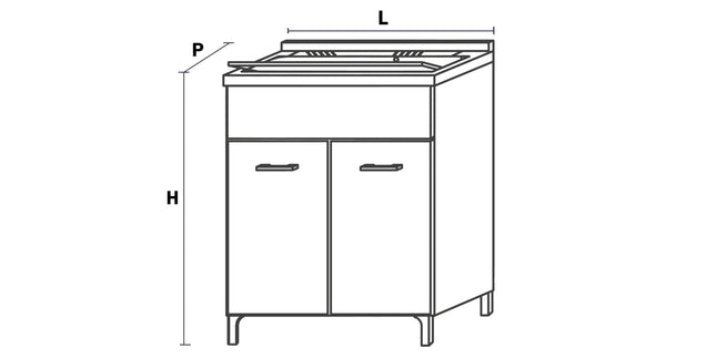 Savinidue - Lavatoio In Resina Con Mobile In Legno L.50 X P.50 - Colore: Rovere Fumo