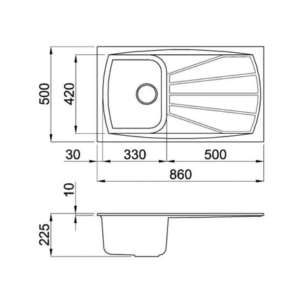 Lavello Vetroresina 86X50 1 Vasca Reversibile - Colore: Terra Di Francia - Articolo: Lsl40012