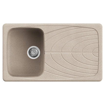 Elleci - Lavello Cucina Reversibile In Vetroresina Granitek Da Incasso 86X50 Cm A 1 Vasca Con Gocciolatoio Colore Avena - Serie Master 400 - Codice: Lgm40051