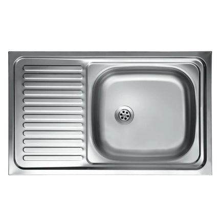 Lavello Cucina In Acciaio Inox Ad Appoggio Da 90 Cm Con Bordino Posteriore 1 Vasca A Destra Con Gocciolatoio A Sinistra