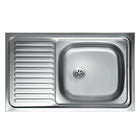 Lavello Cucina In Acciaio Inox Ad Appoggio Da 90 Cm Con Bordino Posteriore 1 Vasca A Destra Con Gocciolatoio A Sinistra