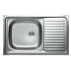 Lavello Cucina In Acciaio Inox Ad Appoggio Da 90 Cm Con Bordino Posteriore 1 Vasca A Sinistra Con Gocciolatoio A Destra