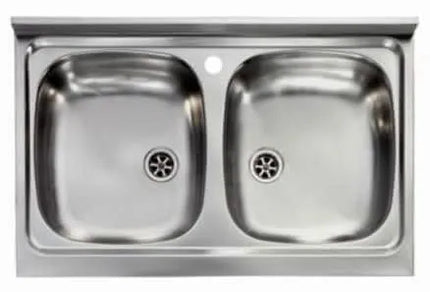 Lavello Cucina In Acciaio Inox Da Appoggio Con Bordino 80 Cm 2 Vasche