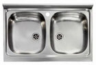 Lavello Cucina In Acciaio Inox Da Appoggio Con Bordino 80 Cm 2 Vasche