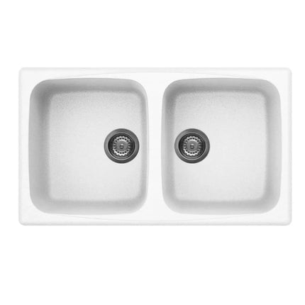 Elleci - Lavello Cucina In Vetroresina Granitek Da Incasso 86x50 cm A 2 Vasche Colore Bianco - Serie Master 450 - Codice: LGM45068
