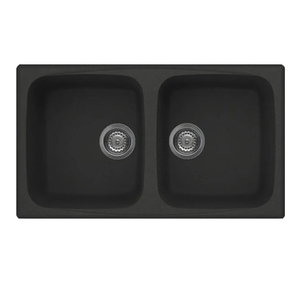 Elleci - Lavello Cucina In Vetroresina Granitek Da Incasso 86x50 cm A 2 Vasche Colore Nero - Serie Master 450 - Codice: LGM45040