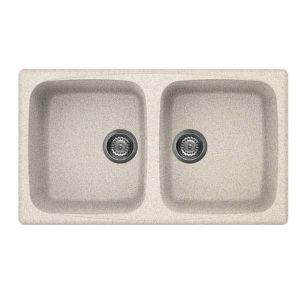 Elleci - Lavello Cucina In Vetroresina Granitek Da Incasso 86x50 cm A 2 Vasche Colore Avena - Serie Master 450 - Codice: LGM45051