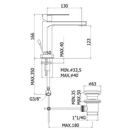 Paffoni - Miscelatore Lavabo Serie Tango Con Scarico Automatico Ø1.1/4"