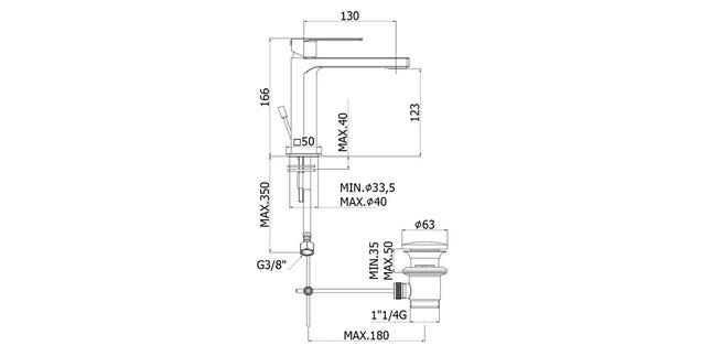 Paffoni - Miscelatore Lavabo Serie Tango Con Scarico Automatico Ø1.1/4"