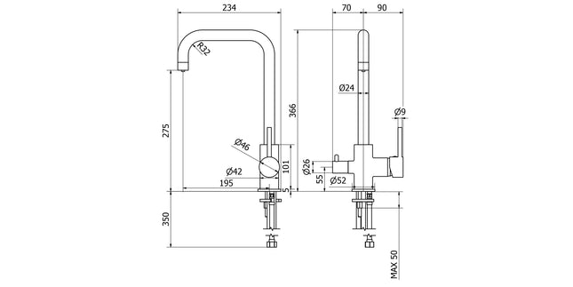Teorema - Miscelatore Lavello Doppia Erogazione Con Deviatore Cromato