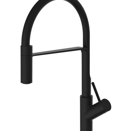 Teorema - Miscelatore Lavello Con Tubo Siliconico E Doccetta Estraibile - Colore: Total Black