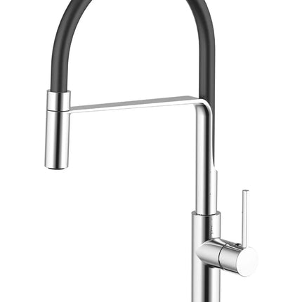 Teorema - Miscelatore Lavello Con Tubo Siliconico Nero E Doccia Orientabile