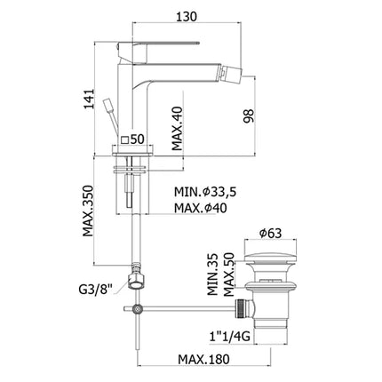 Paffoni - Miscelatore Bidet Cromato Con Scarico Automatico 11/4" - Serie: Tango