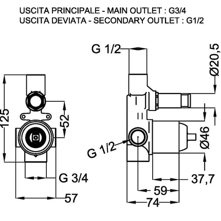 Teorema - Miscelatore Incasso Doccia Con Deviatore Cromato - Serie: Goodlife