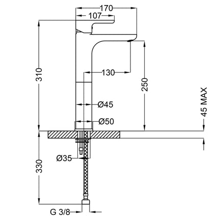 Teorema - Miscelatore Lavabo Alto Testa Cieca Cromato - Serie: Goodlife