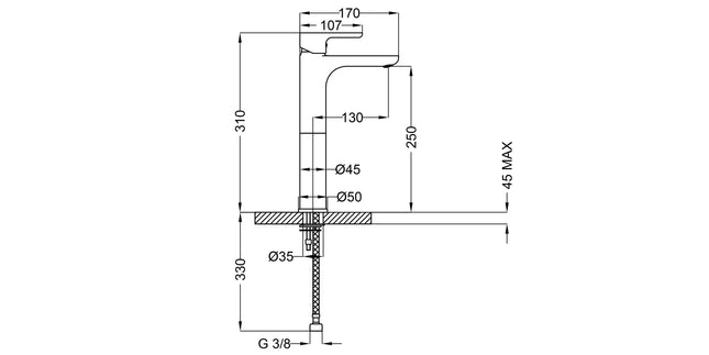 Teorema - Miscelatore Lavabo Alto Testa Cieca Cromato - Serie: Goodlife