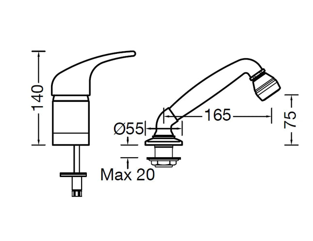 Eurorama - Miscelatore Lavabo Per Parrucchiere Con Doccetta Cromato - Serie: Reve