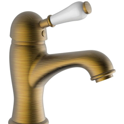 Teorema - Miscelatore Lavabo Con Leva Di Porcellana E Piletta A Saltello 1" 1/4 - Colore: Bronzato - Serie: Dune