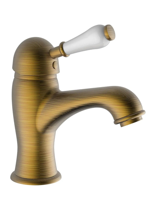 Teorema - Miscelatore Lavabo Con Leva Di Porcellana E Piletta A Saltello 1" 1/4 - Colore: Bronzato - Serie: Dune