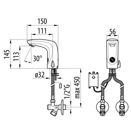 Dmp - Settemix Miscelatore Lavabo Elettronico Con Sensore Ad Infrarossi - A Pile Aa 1,5 V