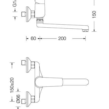 Eurorama - Gruppo Lavello A Muro Cromato - Serie: Klint