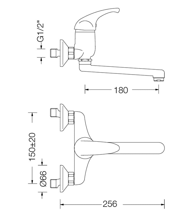 Eurorama - Miscelatore Lavello A Muro Cromato - Serie: Reve