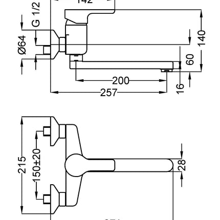 Teorema - Miscelatore Lavello A Muro Cromato - Serie: Goodlife