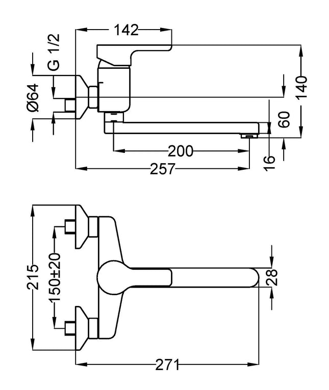 Teorema - Miscelatore Lavello A Muro Cromato - Serie: Goodlife